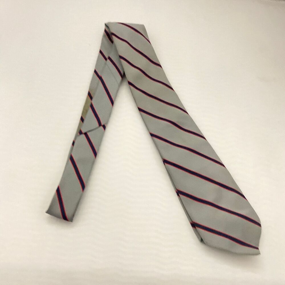 #5548 Ketch Men's Grey with Red and Black Striped Necktie, Tie 56x3.25